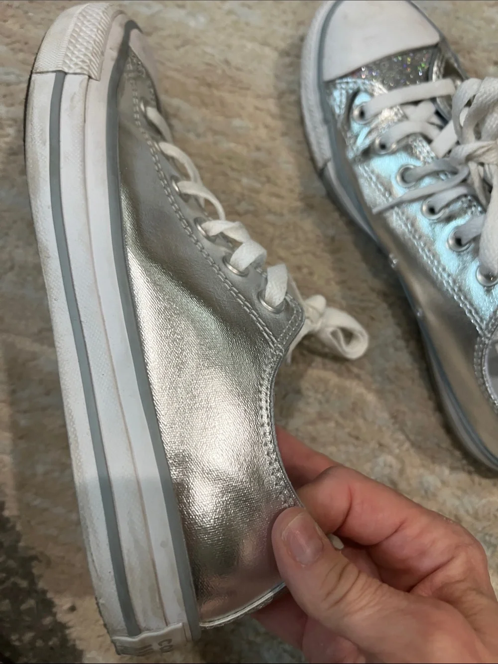 Converse Metallic Silver Low Top Sneakers